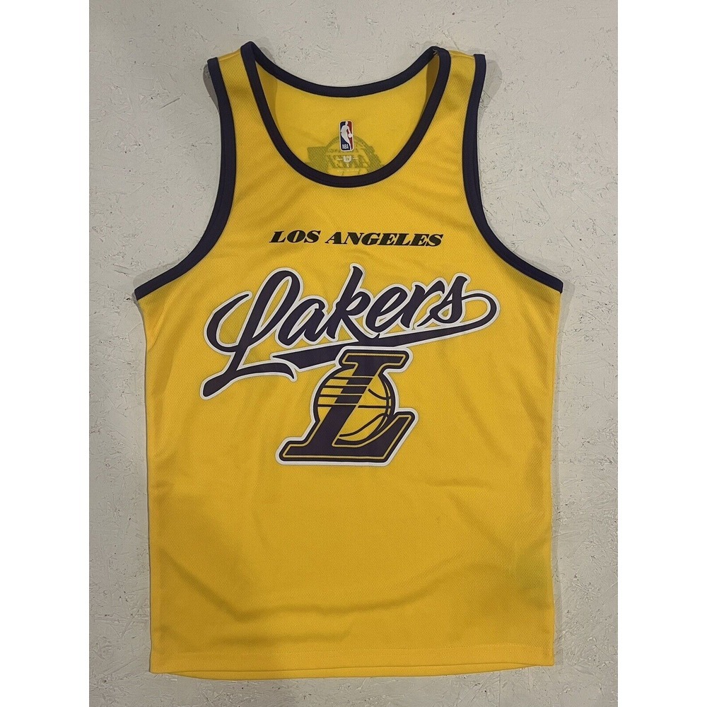 NBA U Mens Small‎ LA Lakers Yellow Jersey Old School Basketball Logo Look